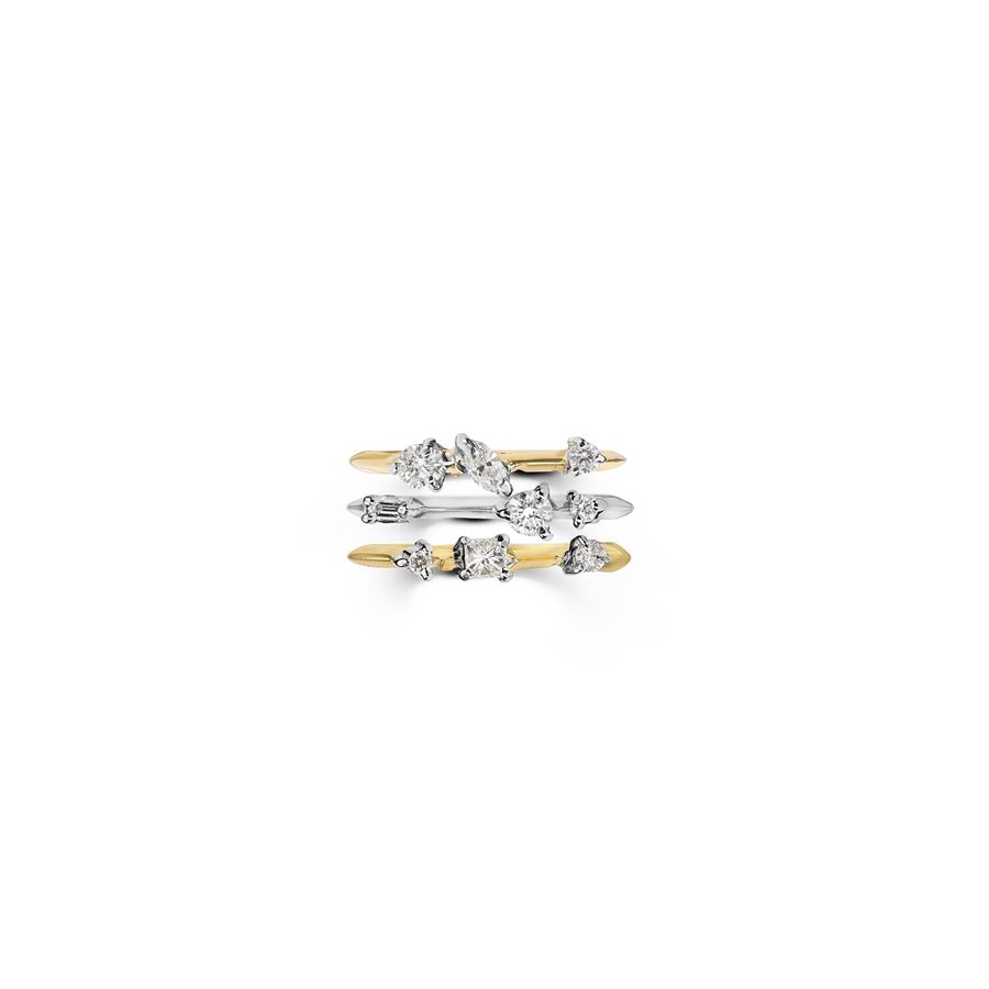 Set of three stackable 'Balance' rings BALANCE | SET 3 AN DIAMAU18G/B CT 0,58